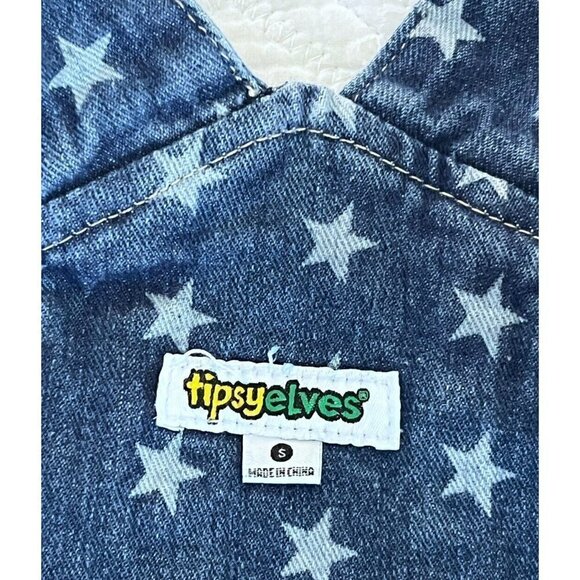Tipsy Elves Freedom Denim Overalls with American Flag 4th Of July - Picture 7 of 12